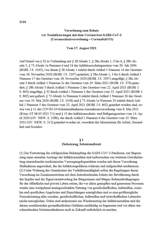 Coronaschutzverordnung – CoronaSchVO